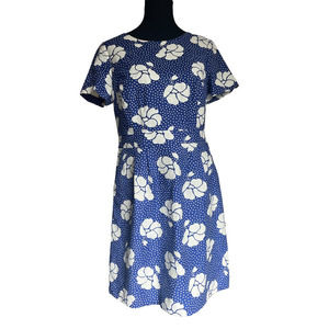 Boden Floral Dress Blue White Short Sleeve Sheath Size 10R